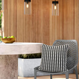 Outdoor Decor by Commonwealth Ebony Geo Stripe Outdoor Pillow Cover 18" x 18" Black (Cover Only)