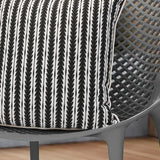Outdoor Decor by Commonwealth Ebony Geo Stripe Outdoor Pillow Cover 18" x 18" Black (Cover Only)