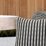 Outdoor Decor by Commonwealth Ebony Geo Stripe Outdoor Pillow Cover 18" x 18" Black (Cover Only)
