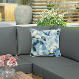 Outdoor Decor by Commonwealth Aqua Geo Flower Print Outdoor Pillow Cover 18" x 18" Multi (Cover Only)