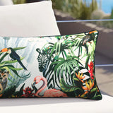 Outdoor Decor by Commonwealth Jungle Animals Print Lumbar Outdoor Pillow Cover 14" x 26" Multi (Cover Only)