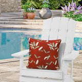 Outdoor Decor by Commonwealth Ruby Red Outdoor Leaf Print  Pillow Cover 18" x 18" Red (Cover Only)