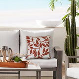 Outdoor Decor by Commonwealth Ruby Red Outdoor Printed Leaves Pillow Cover 18" x 18" Red Ivory (Cover Only)