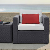 Outdoor Decor by Commonwealth Solid Olefin Textured Lumbar Outdoor Pillow Cover 14" x 26" Red (Cover Only)