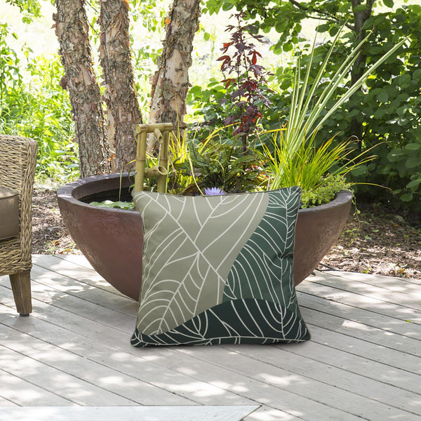 Outdoor Decor by Commonwealth Leaf Print Large Outdoor Pillow Cover 24" x 24" Sa