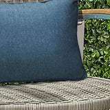 Outdoor Decor by Commonwealth Solid Olefin Textured Lumbar Outdoor Pillow Cover 14" x 26" Blue (Cover Only)
