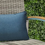 Outdoor Decor by Commonwealth Solid Olefin Textured Lumbar Outdoor Pillow Cover 14" x 26" Blue (Cover Only)