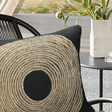 Outdoor Decor by Commonwealth Raffia Printed Outdoor Pillow Cover 18" x 18" Black (Cover Only)