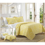 Chic Home Revenna Napoli Reversible Printed Jacquard Bed In A Bag 7 Pieces Quilt Set Yellow