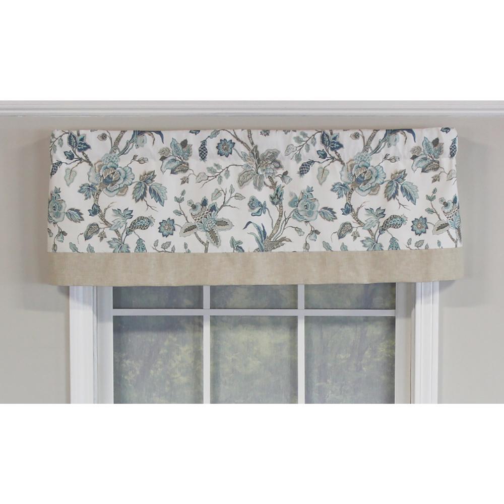 Gianna Banded 3in Rod Pocket Contrast Bottom Banding Valance 50in x 16in by RLF Home