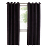 Thermaplus Navar Blackout Suede Textured Window Treatment Grommet Curtain Panel for Bedroom Livingroom Black