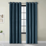 Thermaplus Navar Faux Suede Textured Blackout Window Treatment Grommet Curtain Panel for Bedroom Livingroom Navy