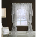 Commonwealth Habitat Grandeur Deep Scalloped Embroidery Pole Top Window Valance - 52x17"