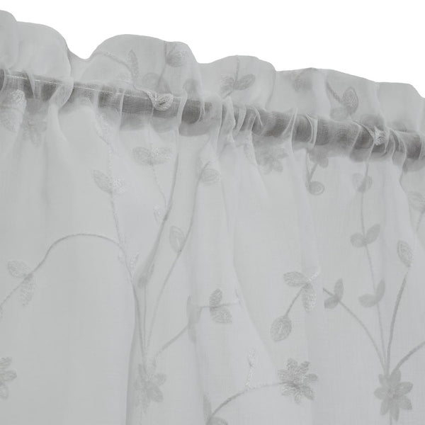 Habitat Grandeur Sheer Floral Motif and Scalloped Bottom Hem Pole Top Curtain Ti