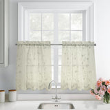 Habitat Grandeur Sheer Floral Motif and Scalloped Bottom Hem Pole Top Curtain Tiers Cream