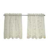 Habitat Grandeur Sheer Floral Motif and Scalloped Bottom Hem Pole Top Curtain Tiers Cream