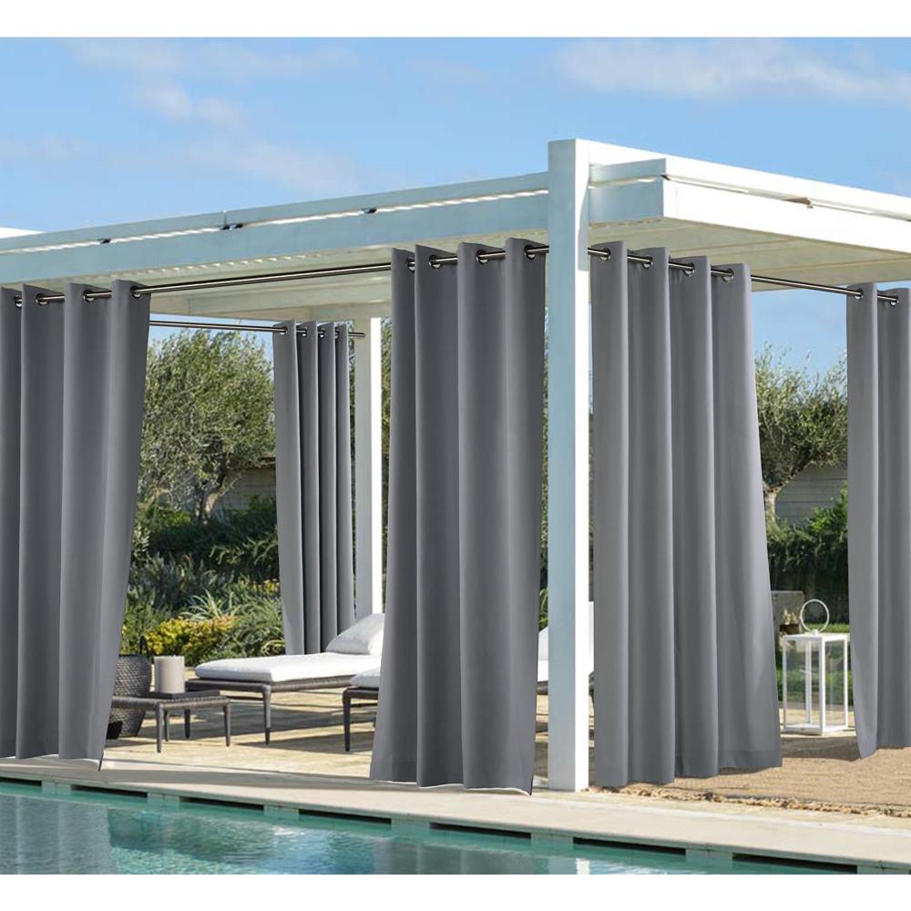 Commonwealth Outdoor Décor Coastal Grommet Top Solid Curtain Panel 50'' x 108'' Grey