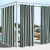 Commonwealth Outdoor Decor Coastal Stripe UV Protected Printed Top Panel With 8 Gun Metal Grommets - Black