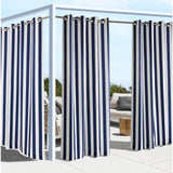Commonwealth Outdoor Decor Coastal Stripe Grommet Top Curtain Panel - 50x84''