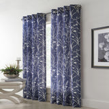 Commonwealth Bradford Floral Printed Top Panel With 8 Matt Silver Grommets - Blue