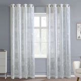 Habitat 100% Polyester Giardino Light Filtering Faux Linen Leaf Grommet Curtain Panel 52" x 63" White