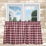 Ellis Curtain Country Check Tailored With 1.5" Rod Pocket Window Tiers Brick