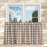 Ellis Curtain Country Check Tailored With 1.5" Rod Pocket Window Tiers Camel