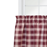 Ellis Curtain Country Check Tailored With 1.5" Rod Pocket Window Tiers Brick