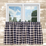 Ellis Curtain Country Check Tailored With 1.5" Rod Pocket Window Tiers Navy