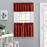 Ellis Lisa Solid Color Poly Cotton Duck Fabric Tailored Tiers 1.5" Rod Pocket Red