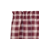 Ellis Curtain 50% Polyester 50% Cotton Country Check Tailored With 1.5" Rod Pocket Window Valance 58" x 15" Brick