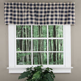 Ellis Curtain 50% Polyester 50% Cotton Country Check Tailored With 1.5" Rod Pocket Window Valance 58" x 15" Navy