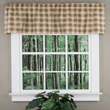 Ellis Curtain 50% Polyester 50% Cotton Country Check Tailored With 1.5" Rod Pocket Window Valance 58" x 15" Camel