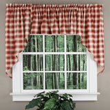 Ellis Curtain 50% Polyester 50% Cotton Country Check With 1.5" Rod Pocket Tailored Window Swag 56" x 36" Brick