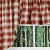 Ellis Curtain 50% Polyester 50% Cotton Country Check With 1.5" Rod Pocket Tailored Window Swag 56" x 36" Brick