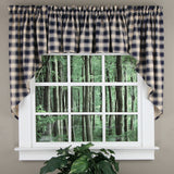 Ellis Curtain 50% Polyester 50% Cotton Country Check With 1.5" Rod Pocket Tailored Window Swag 56" x 36" Navy