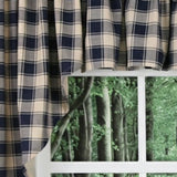 Ellis Curtain 50% Polyester 50% Cotton Country Check With 1.5" Rod Pocket Tailored Window Swag 56" x 36" Navy