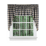 Ellis Curtain 50% Polyester 50% Cotton Country Check With 1.5" Rod Pocket Tailored Window Swag 56" x 36" Navy