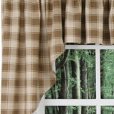 Ellis Curtain 50% Polyester 50% Cotton Country Check With 1.5" Rod Pocket Tailored Window Swag 56" x 36" Camel