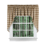 Ellis Curtain 50% Polyester 50% Cotton Country Check With 1.5" Rod Pocket Tailored Window Swag 56" x 36" Camel
