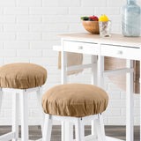 Ellis Curtain 50% Cotton 50% Polyester Lisa Solid Elastic For Barstool Cover 13" x 13" Tan