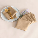 Ellis Curtain 50% Cotton 50% Polyester Lisa Solid Square Fabric Napkin 4 pack 18" x 18" Tan