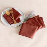 Ellis Curtain 50% Cotton 50% Polyester Lisa Solid Square Fabric Napkin 4 pack 18" x 18" Red