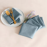 Ellis Curtain 50% Cotton 50% Polyester Lisa Solid Square Fabric Napkin 4 pack 18" x 18" Dusty Blue