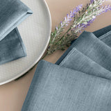 Ellis Curtain 50% Cotton 50% Polyester Lisa Solid Square Fabric Napkin 4 pack 18" x 18" Dusty Blue