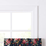 Ellis Bella Rose Gorgeous Medium Scale Printed Floral Pattern 1.5" Rod Pocket Tier for Windows Navy