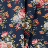 Ellis Bella Rose Gorgeous Medium Scale Printed Floral Pattern 1.5" Rod Pocket Tier for Windows Navy