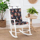 Ellis Bella Rose Stylish Medium Scale Printed Floral Pattern Ties to Secure Rocker Set 18"x24" Navy