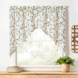 Ellis Curtain Vintage Stylish Scale Printed Vine Pattern 1.5" Rod Pocket Tailored Swag 56"x36" Azure
