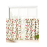 Ellis Vintage Stylish Medium Scale Printed Vine Pattern 1.5" Rod Pocket Tier for Windows Pecan